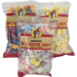Buc-ee's Saltwater Taffy Candy - Assorted Flavors Including Classic Vanilla, Strawberry, Watermelon, Banana, Cherry, Blue Raspberry, Pineapple, Chocolate, Green Apple - Individually Wrapped Sweet in Resealable Bags