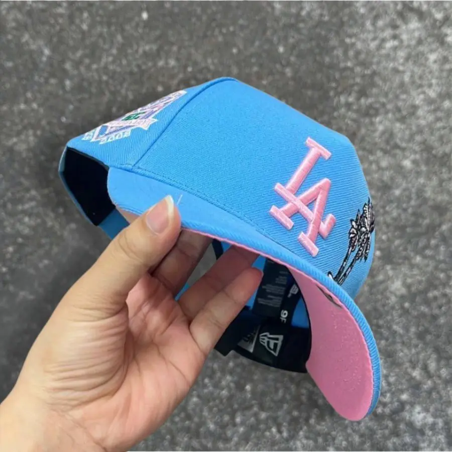New Era Los Angeles Dodgers 9FORTY Sky Blue & Pink Embroidery Fitted Baseball Cap – Premium Streetwear Hip Hop Snapback Hat for Men & Women
