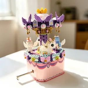 Handmade DIY Mechanical Music Box Carousel Miniature Model, Elegant Art Craft Kit, Desktop Decorative Toy Set, Perfect Gift Idea