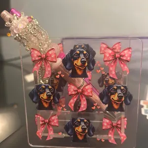 Pen Holders with Adorable Dachshund Design and Pink Bow Accents for Office and Desk Organization