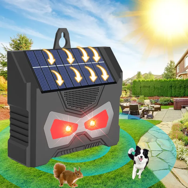 Solar-Powered Animal Repeller LED Light Flashing Bat & Bird Deterrent, Bat Repellent, Adjustable Two Modes for Garden Courtyard Protection, Solar Panel, Home Pest Control, Outdoor Pest Control