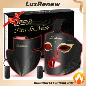 LuxRenew 2 IN 1 PJ Red Light Therapy Mask Set for Face & Neck,Near-infrared Light 850nm and Red Light 630nm,5 Gears Adjustable,LED Mask Light Therapy Skincare,Portable and Rechargeable at Home and Travel Use