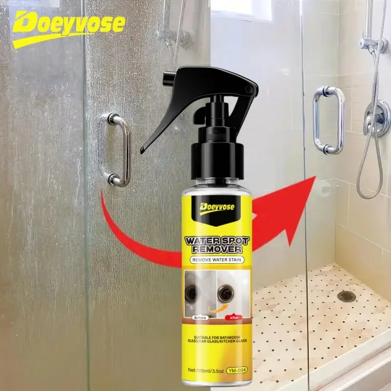 Bathroom Glass Polishing Paste, Powerful Hard Water Stain Remover & De-Scaler, for Shower Doors, Tiles & Stainless Steel, Shiny Finish, Glass Cleaner