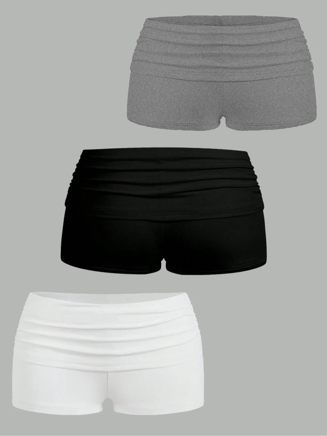 Women's Solid Color Ruched Fitted Shorts, Casual Comfy Breathable Skinny Shorts for Daily Wear, Ladies Bottoms for All Seasons, Womenswear, Casual Fashionable Shorts, Bodycon Shorts, Casual Stretch Shorts, Elastic Shorts