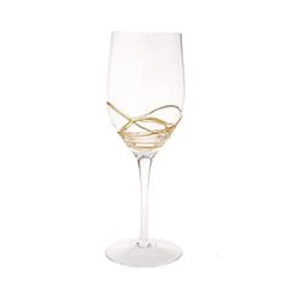 Classic Touch CSWG397 Wine Glasses with 14K Gold Swirl Gold Design, Set of 6
