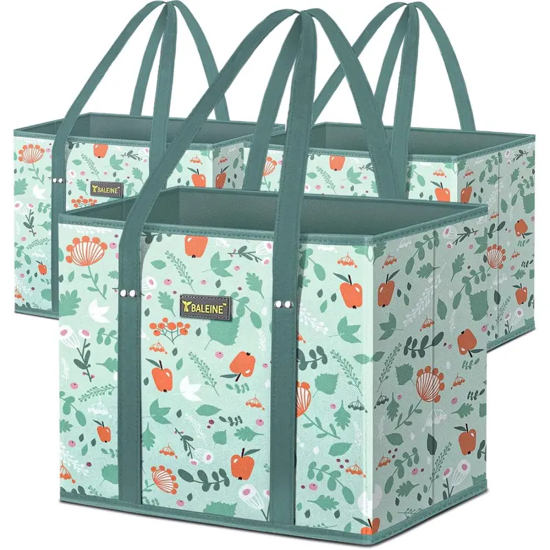 PLL 3-Pack Reusable Grocery Bags| Heavy-Duty Foldable Totes with Reinforced Bottom PLL 3-Pack Reusable Grocery Bags| Heavy-Duty Foldable Totes with Reinforced Bottom