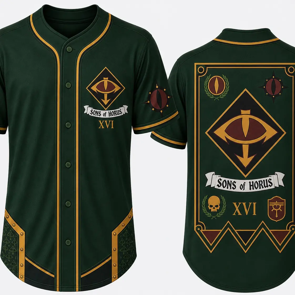 Galactic Warrior Baseball Jersey, Grimdark Combat Button Up Shirt for Men & Women, Strategy Gaming Fan Wear