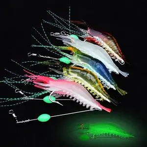 5pcs Shrimp Designed Luminous Soft Fishing Lure With Hook, Simulated Fishing Bait, Portable Fishing Kit For Outdoor