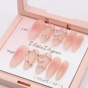 Sweet Treat Delight Press-On Nails – Handcrafted, Reusable, Long-Lasting, Salon Quality Design + Free Application Toolkit pink nail