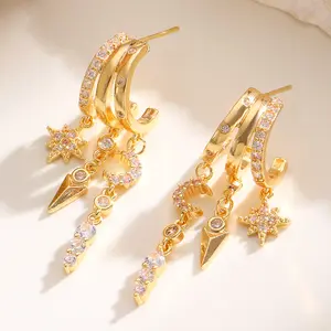 Triple Dangling Huggie Earrings for Women Trendy Dangle Drop Chain Earrings Perfect Gift， All-Day Wear