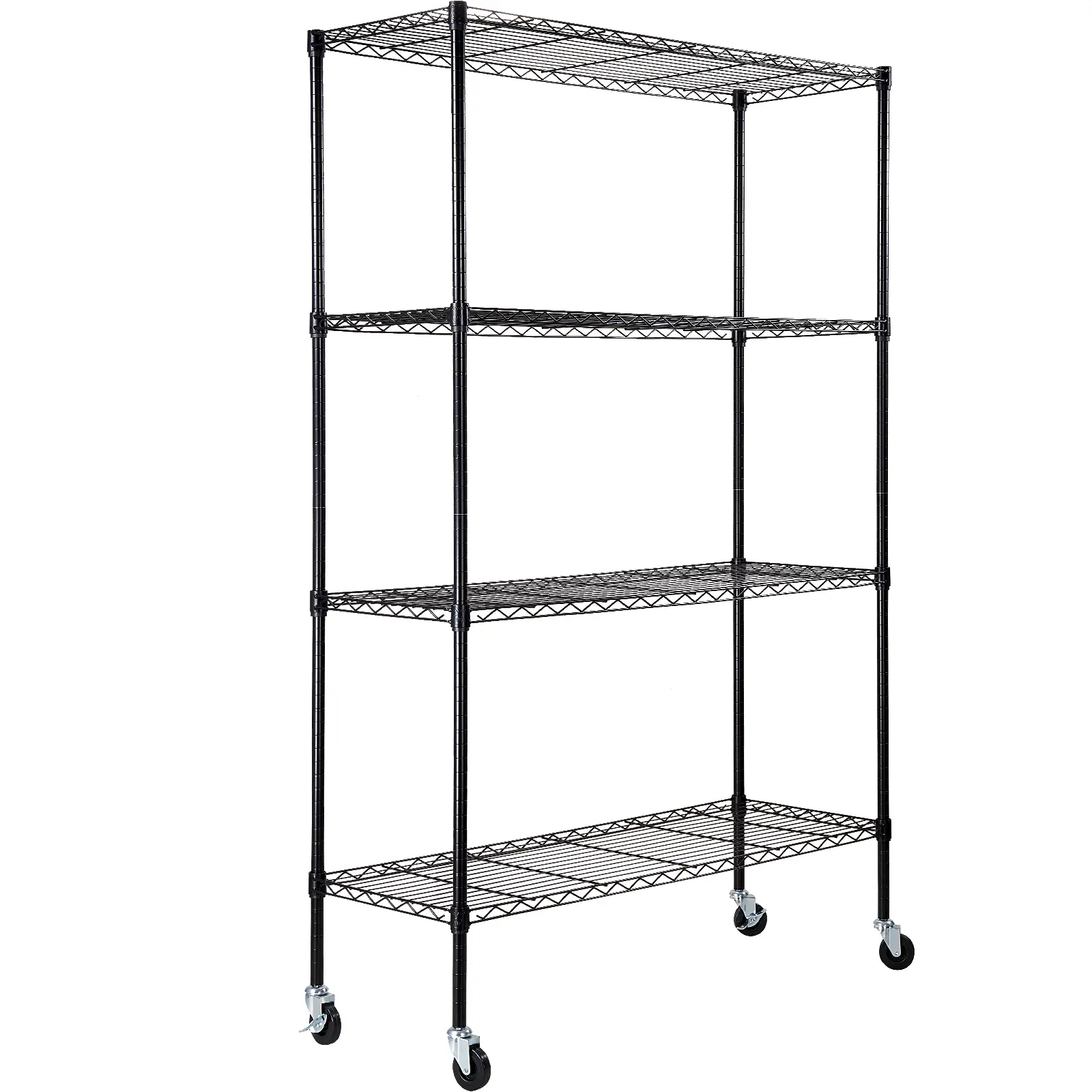 VEVOR Storage Shelving Unit with Wheels, TikTokShopBlackFriday, 4-Tier Adjustable, 700 lbs Capacity, Heavy Duty Garage Shelves Metal Organizer Wire Rack, Black, 47.2" L x 17.7" W x 74" H for Kitchen Pantry Basement Bathroom Steel Set