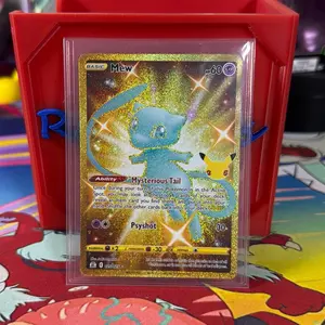 Pokemon Mew 025/025 - Mysterious Tail Ability, Psyshot Move, 60 HP, Basic Card, Gold Foil Finish, Collectible Trading Card Game