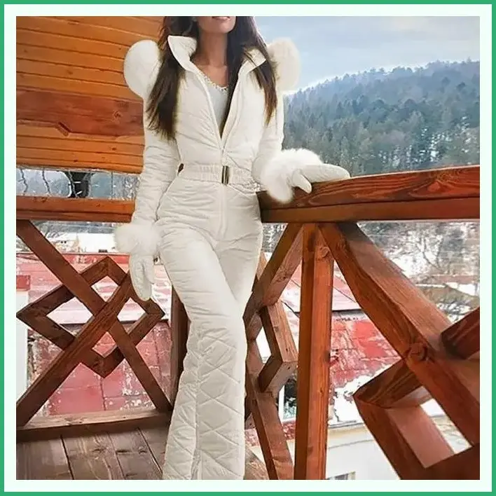 Thick Sports Casual Snowboard Fashion Outdoor Zipper Ski Suit for Women Jumpsuit Pantsuit Formal Overalls Womenswear Clothes AestheticsGift