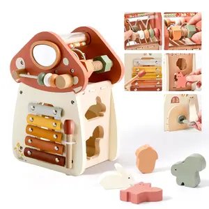 Wooden Activity Cube - 11-in-1 Montessori Toys for 1+ Year Old Boys & Girls, Multipurpose Educational Sensory Toys for Toddler, First Birthday Gift, Busy Board Toys for 18 Months (Mushroom) Mothers Day Gift Summervibes