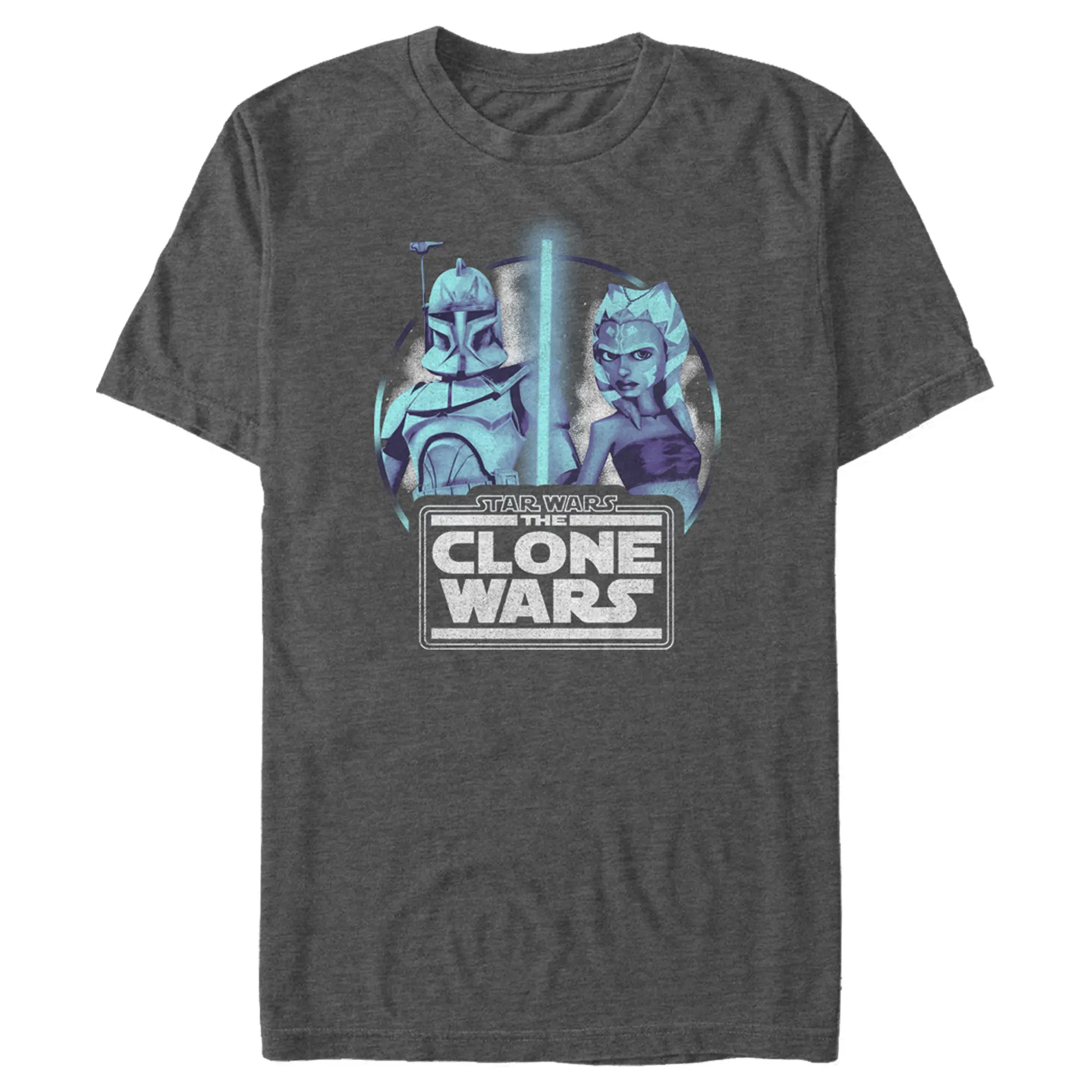 Men's Short-Sleeve Star Wars: The Clone Wars Ahsoka Lightsaber Glow Casual Fashion Tee, Stylish Menswear Top, Galaxy, Shortsleeve