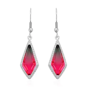 Multi Color Glass Cubic Zirconia CZ Silvertone  Mix Multi Color Dangle Drop Earrings for Women Jewelry Ct 0.66 Birthday Christmas Gifts for Women