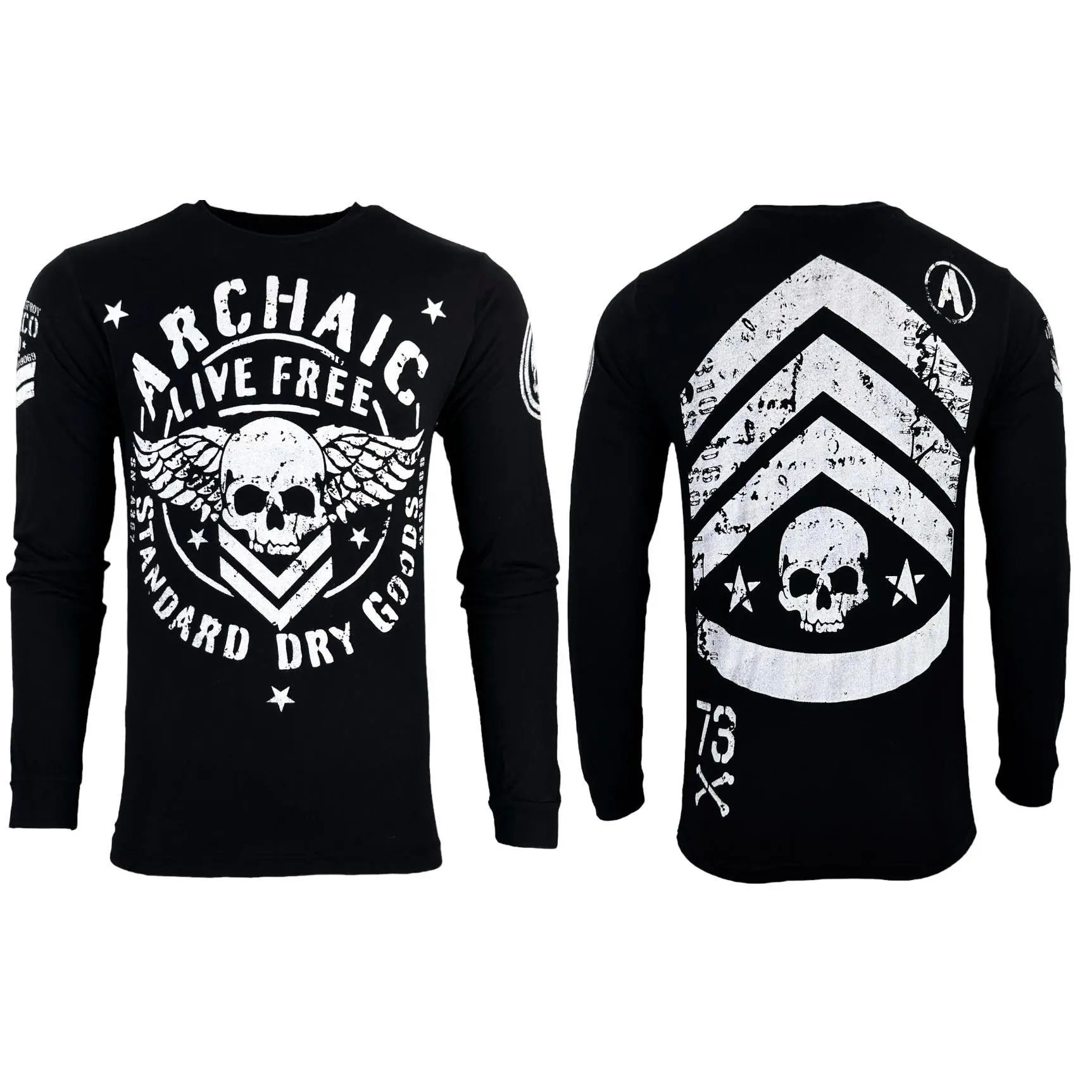 Archaic By Affliction Men's Long Sleeve T-shirt Strong Crest