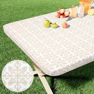 Rectangular Baroque Table Cover, Vinyl Waterproof Oil-Resistant Easy-Clean, Non-Slip Tablecloth, Ideal for Indoor Outdoor Events