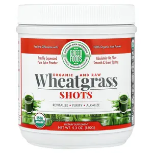 Green Foods Organic and Raw Wheatgrass Shots, 5.3 oz (150 g)