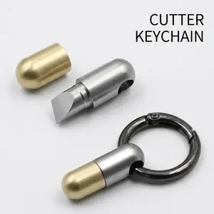 Mini Capsule Box Opener, Portable Keychain Utility Tool for Unboxing Daily Packages, Compact Brass Letter Opener for Packaging Tape and Mail