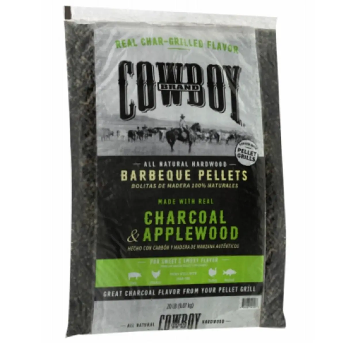 212 MAIN Duraflame Cowboy 20lb Natural Wood Charcoal Pellets, for BBQ Barbecue Cooking, Char-Grill Use