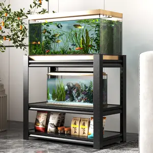20-30 Gallon Heavy Duty Metal Fish Tank Stand | Adjustable 3-Tier Aquarium Rack for Reptile Tanks | 34"W x 18"D x 31"H Steel Frame Shelf | Home Office Storage (Tank Not Included)