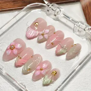 Must-Have 2026!Y2K Handmade Acrylic Almond Press-On Nails 10pcs from Vosplends#PressOnNails#AcrylicNails#HandmadeNails#Y2KNails#10pcsNails Girls' Cute Kitpress on. nail