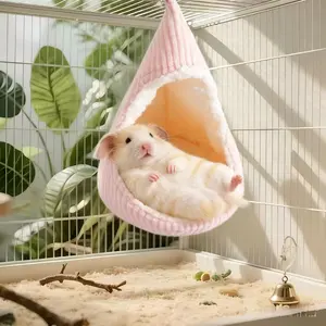 Comfortable Hammock Bed for Small Pets, Plush Nest Hanging House Cage for Hamsters, Rats, Chinchillas, Birds Rest and Play, Hamster Cage Habitat