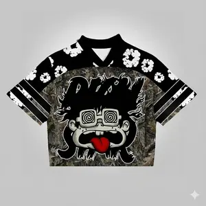 Camo Star Big Face Mesh Jersey Shirt – Y2K Oversized Unisex Graphic Sport Tee