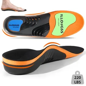 Men's & Women's Arch Support Insoles, Shock Absorbing Insoles - Thickened Cushioning Gel Pads with Shock Absorption, Ergonomic Footbed for Running, Fitness, Daily Wear - Durable Pu Material, Sneakers, Casual Footwear, Sports Insoles, Work Insoles