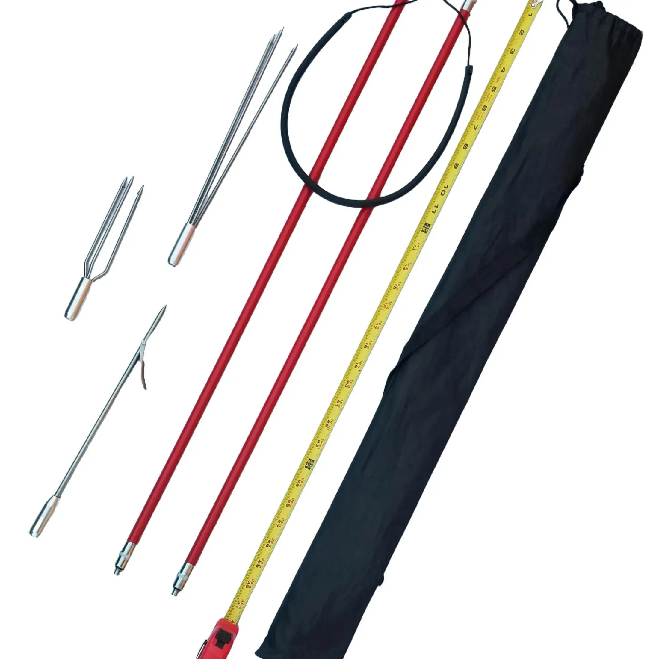 Scuba & Snorkeling Spearfishing Kit 5ft Solid Fiberglass Pole 3 Tips Carry Case for Diving Enthusiasts
