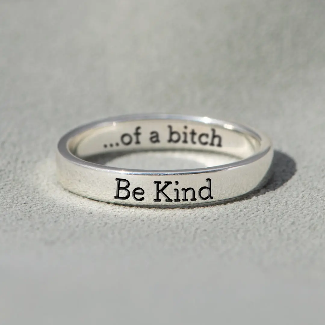modmints Engraved "Be Kind...Of a Bold" Message Artificial Gemstone Ring - Dainty Band Personalized Engraved Ring, Mother's Day Gift for Women (Jewelry Accessory),summerwins