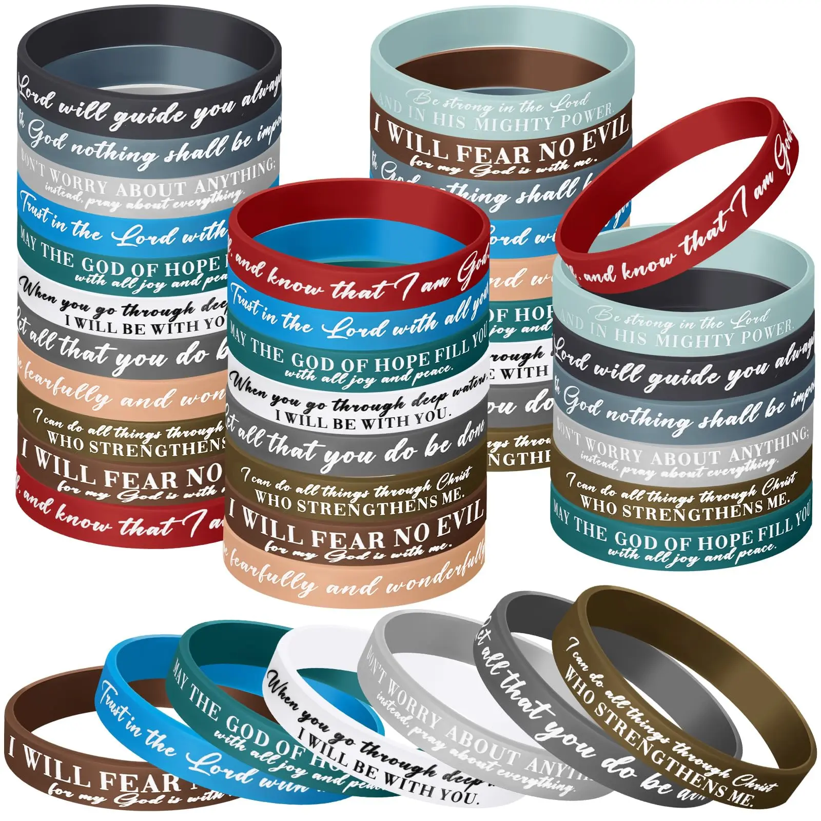 Back to School Bible Verse Bracelets Christian Gift for Youth Group Women Men Religious Gift Scripture Waterproof Silicone Faith Bracelets Motivational Religious Rubber Wristband Gift for Church Sunday School Classroom Rewards Party Favor