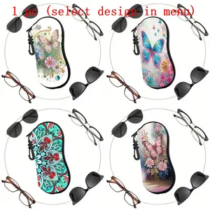 1pc DIY Butterfly Diamond Painting Sunglasses Case, PU Leather Eyeglasses Storage Bag with Keychain, Portable Diamond Art Glasses Case for Daily Use, Travel, Gift for Friends and Family, Suitable for Birthday, Wedding, Valentine's Day, Christmas, New Year