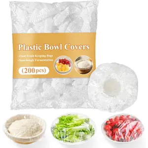 200 count Plastic Bowl Covers  Cover Dish Covers,  Elastic Stretch Fresh Keeping Bags, Kitchen Dining Plate Bread Proofing  Storage Covers, Universal Kitchen Plastic Wrap