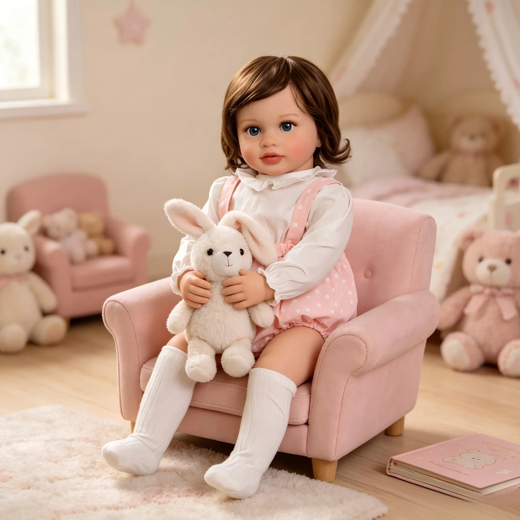 26-in Pippa Reborn Baby Doll - Chubby Face, Soft Touch Simulation Silicone Vinyl Toddler Doll with Magnetic Pacifier, Clothes, Handmade Translucent Nails, Ideal Birthday Gift for Kids, Birthday Gifts, Handmade Nails