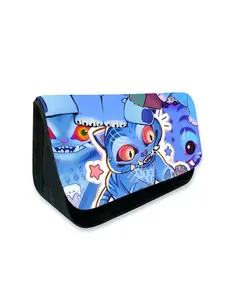 Demon Hunter Girl Group Pattern Printed Triangular Double-Layer Flap Pencil Case