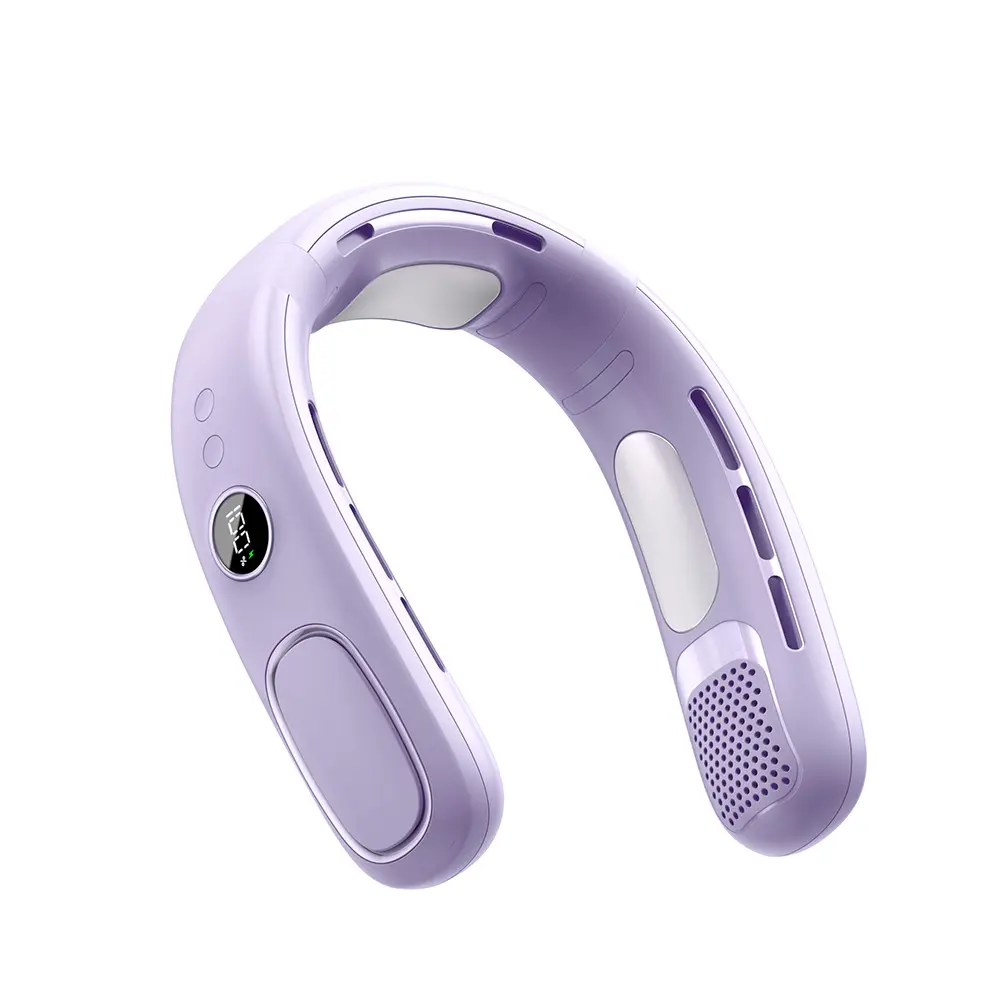 【SUMMER SALE】BougeRV Portable Neck Fan with Semiconductor Cooling Plate, 5 Speeds, 6000mAh Rechargeable Battery, Hands Free Bladeless Personal Fan for Travel, Office & Outdoor Use