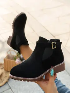 Spring Fall New Plus Size Chelsea Boots, Casual Boots, Western Cowboy Wedge Heels, Pointed Toe Mid-Calf Fashion Women's Shoes