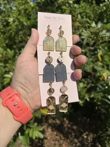 Metalic Floral Acrylic Earring