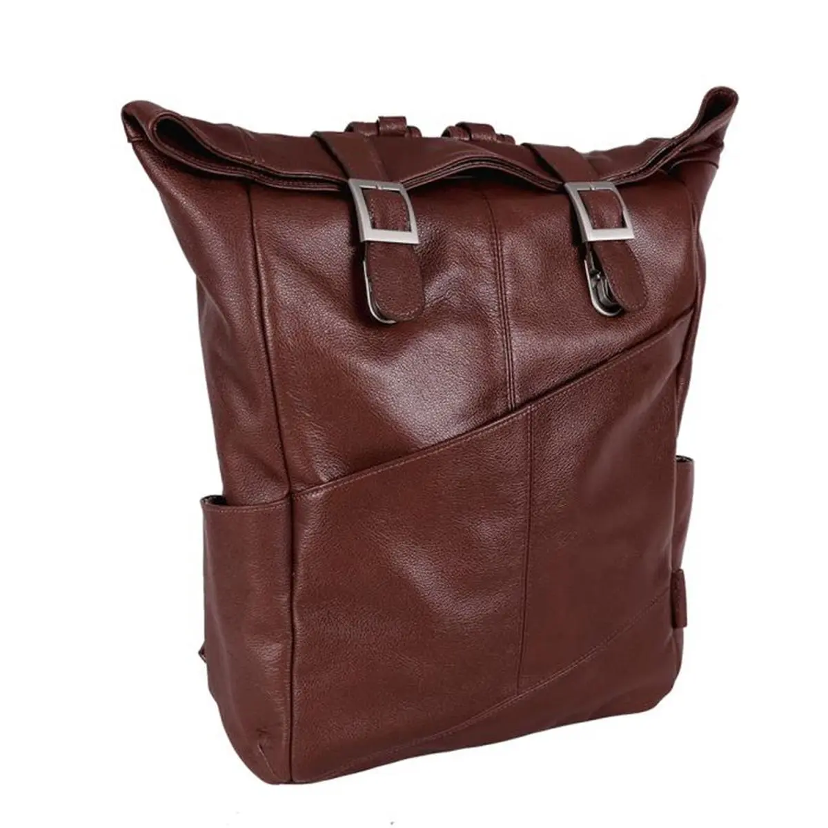 212 MAIN Kennedy Series Dual Access 17 in. S Series Pebble Grain Calfskin Brown Leather Backpack, Adjustable, Laptop-Safe, loc-safe Laptop Bags, Slip Lock