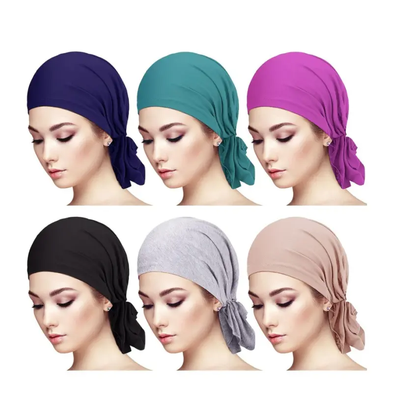 Women's 6-Pcs Fluffy Soft Scarf Head Wrap Pre-Tied Turban Hats - Modal-Cotton Blend Feels Gentle, 1 Size, Full Coverage, Assorted Colors, Casual, Ideal for Daily Wear, Chemotherapy