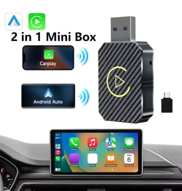 Mini Wireless Apple CarPlay Adapter, for both Apple and Android,converts wired to wireless,  plug and play