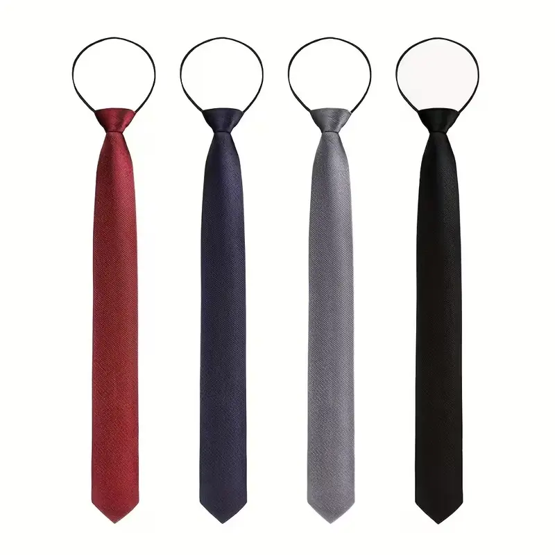 Men's 4-Color Zipper Neck Ties, Classic Silk Ties for Business Executives, Classic Silk Tie, Neck Tie