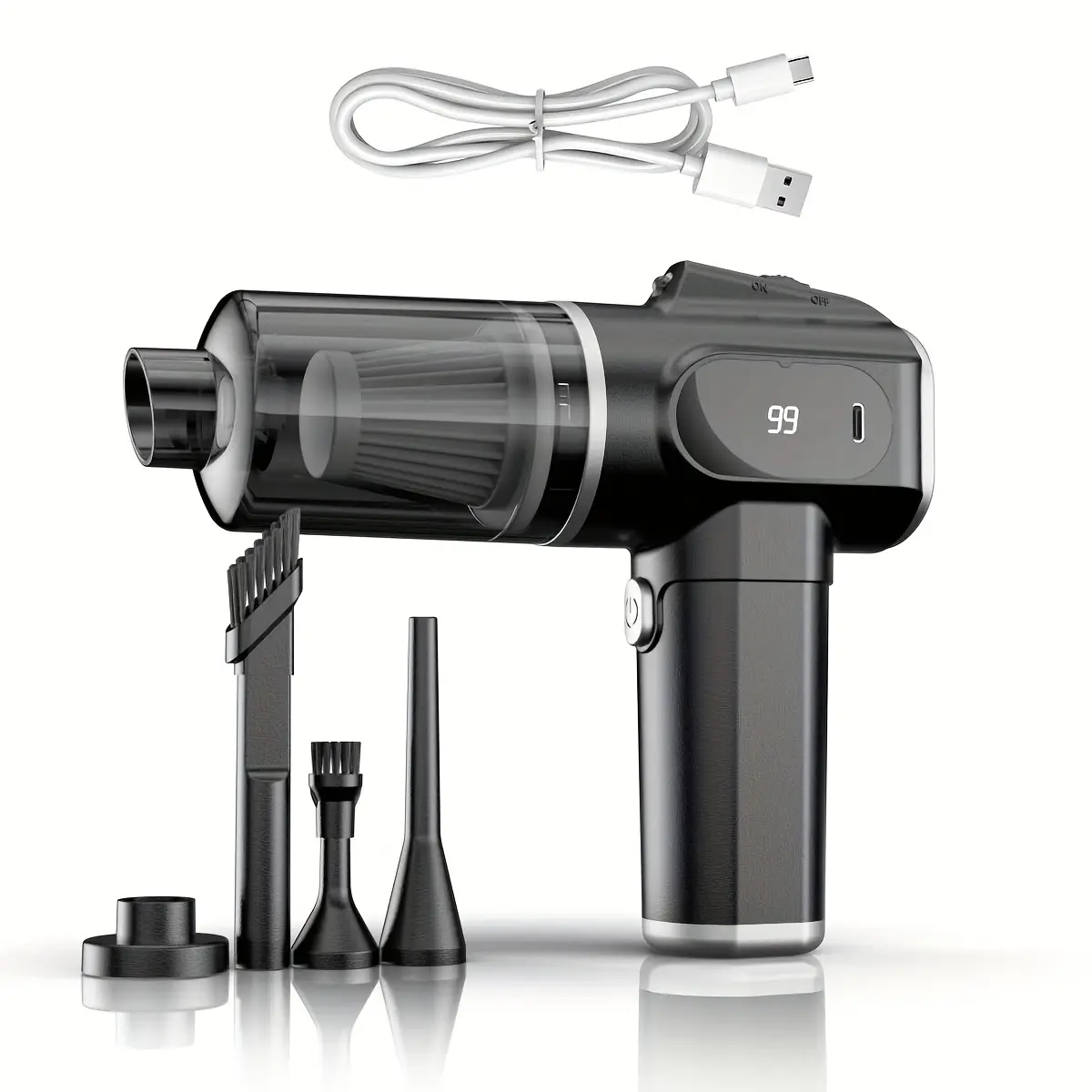 Cordless Electric Handheld Vacuum Cleaner - 2-in-1 Dual Action with 5500pa Suck, Suction and Blowing Functions, Grease Lift Power, Stove Oil Lift, 4 Replacement Accessories for Household Kitchen, Car Use