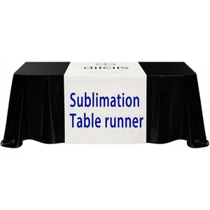 1 count Sublimation table banner 72" x 24" White  polyester table runner Sublimation Blanks personalized table runner with logo,Table Decor, Party Decor, Vendor Booth, Blank Banner ()