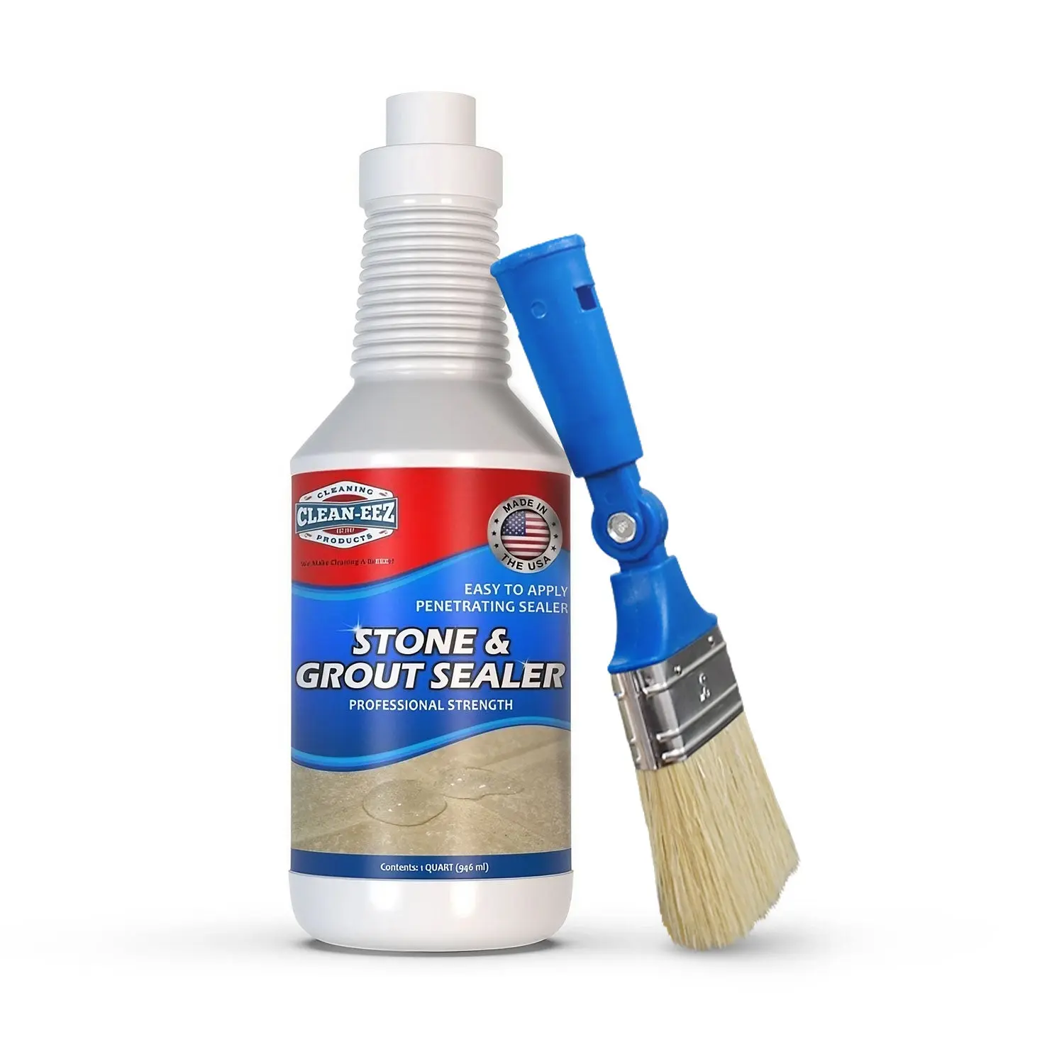 Grout & Stone Sealer with Applicator Brush, Blocks Stains & Mold, Tile & Natural Stone, 32oz | Clean-eez