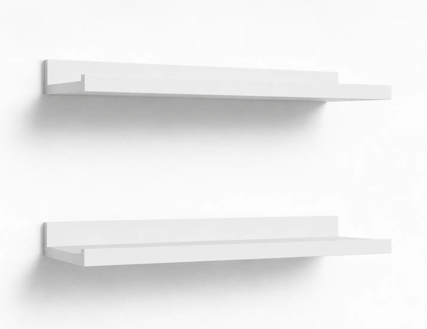 Set of 2, Floating Shelves Wall Mounted Modern White Shelves Nursery Shelves with Lip, Display Picture Ledge Shelf (Set of 2, White)