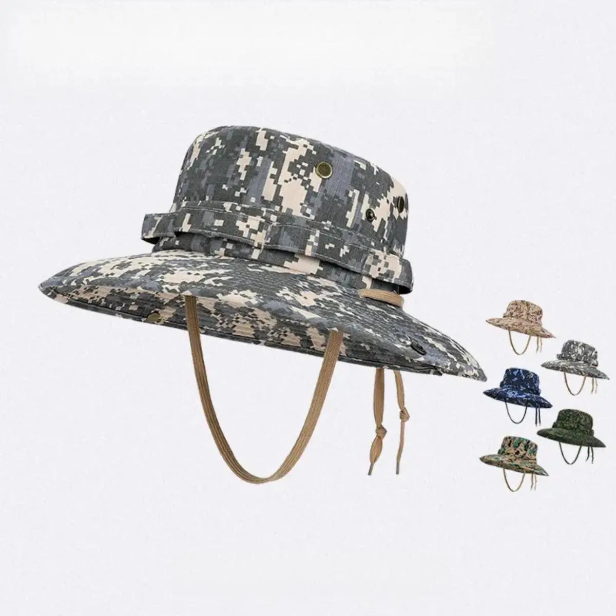 Men's Camouflage Tactical Bucket Sun Hat, Mens Hats for Outdoor Activities
