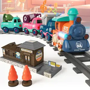 【Kids Gifts 】Train Set for Toddlers, Magnetic Train Toys for Toddlers 3+, 4pcs Trucks Toy Train for Boys and Girls, Birthday Christtoddler, train, setmas Toy Gifts for 3 4 5 6 7 8 Years Old LED Foam Glow kids sport christmas lovers car remote